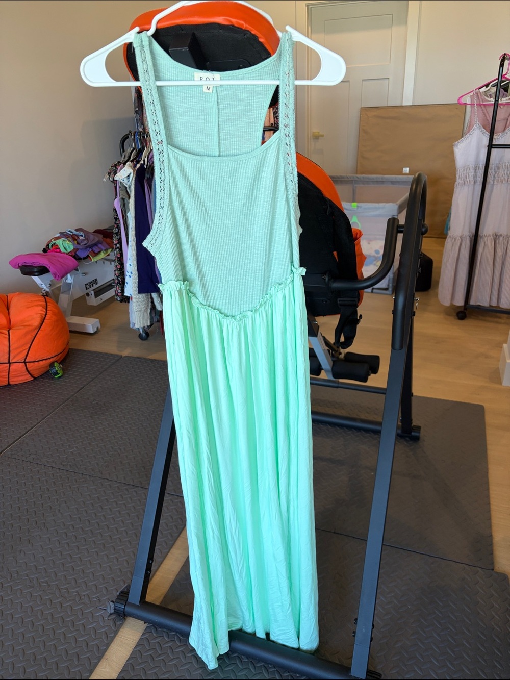 POL Mint Ribbed Racerback Maxi in Light Mint